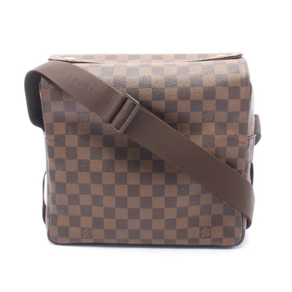 Louis Vuitton Naviglio Damier Ebene Brown Shoulder Bag Canvas Leather Brown